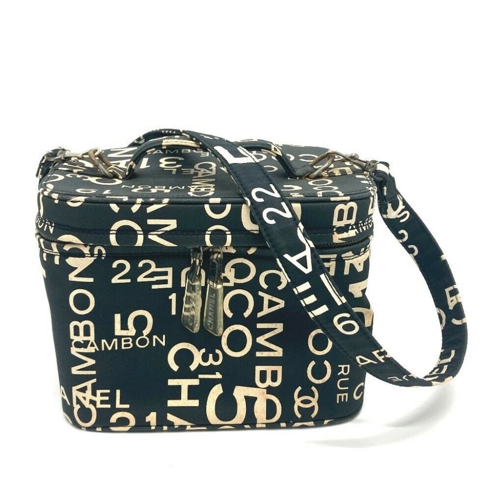 Authentic CHANEL By The Sea Line logo Vanity bag Cosmetic bag 2WAY Shoulder Bag